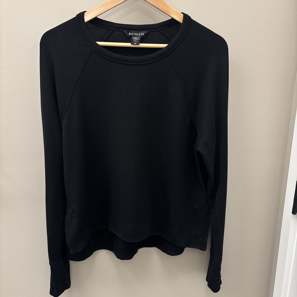 Women's Athleta Light Weight Black High Slit Active Wear Sweatshirt- Size M